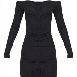 PRETTYLITTLETHING / NEVER WORN - Black Ribbed Long sleeve Bodycon Dress